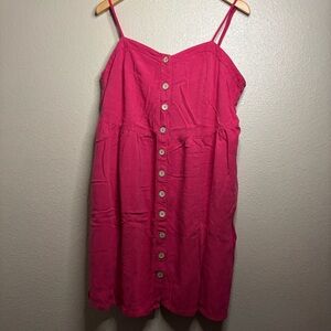 Universal Thread Fuchsia Pink Button-Front Midi Dress size 1x